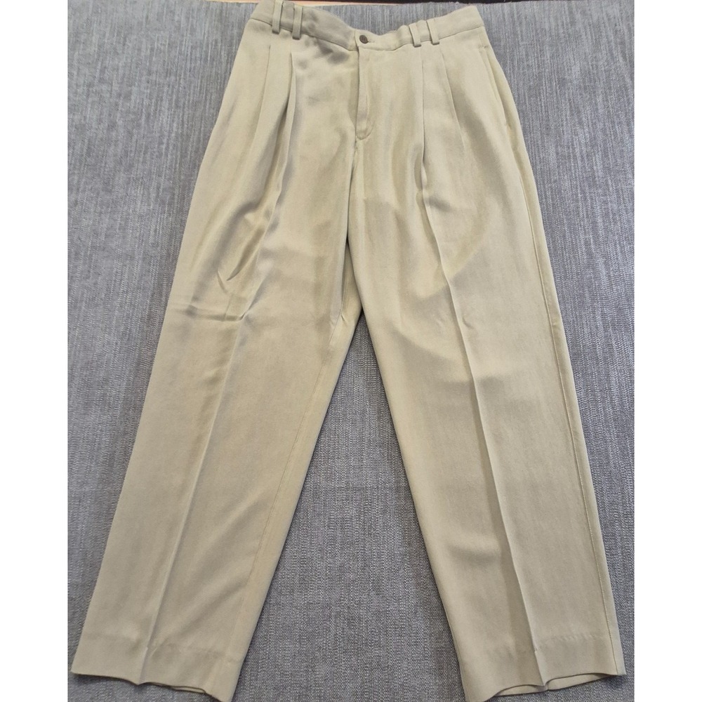 Tommy Bahama men's relax fit khaki 100% silk dress pants 36x30 pleated front